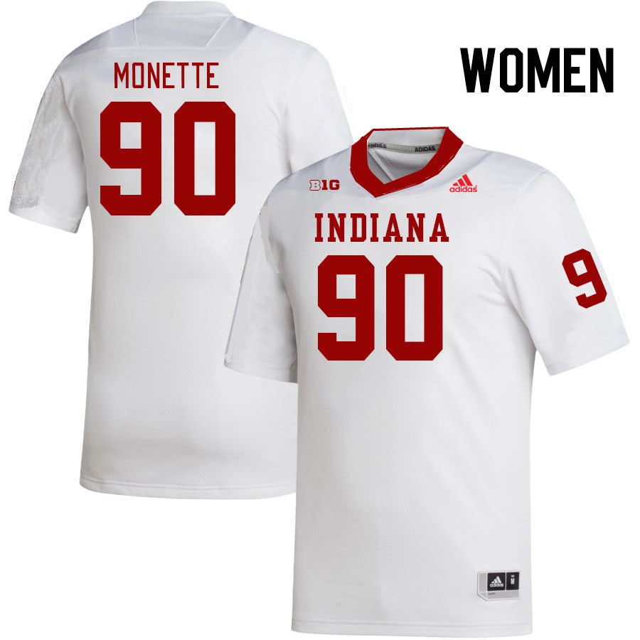 Women #90 J'mari Monette Indiana Hoosiers College Football Jerseys Stitched-White